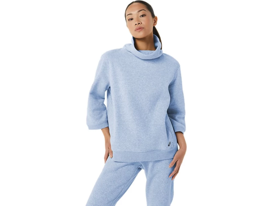 ASICS Women's Sunday Sana Fleece Cowl Neck Pullover - Soft Sky Heather