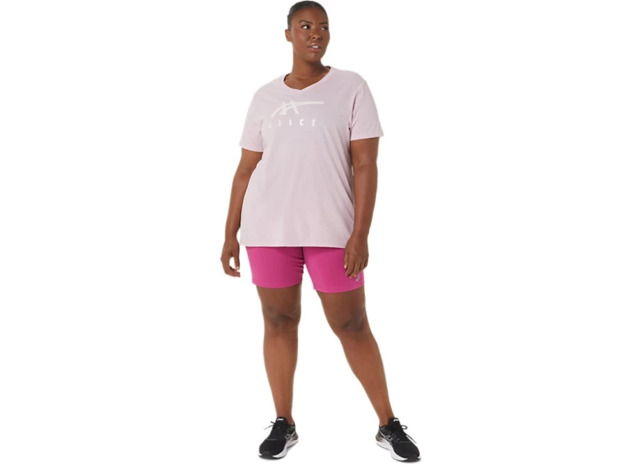 ASICS Women's Barely Rose Stripes V-Neck T-Shirt