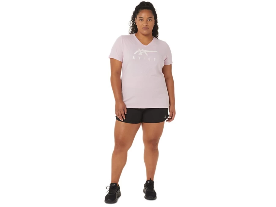 ASICS Women's Barely Rose Stripes V-Neck T-Shirt