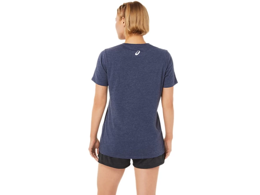 ASICS Women's Peacoat Heather V-Neck Cherry Blossom T-Shirt