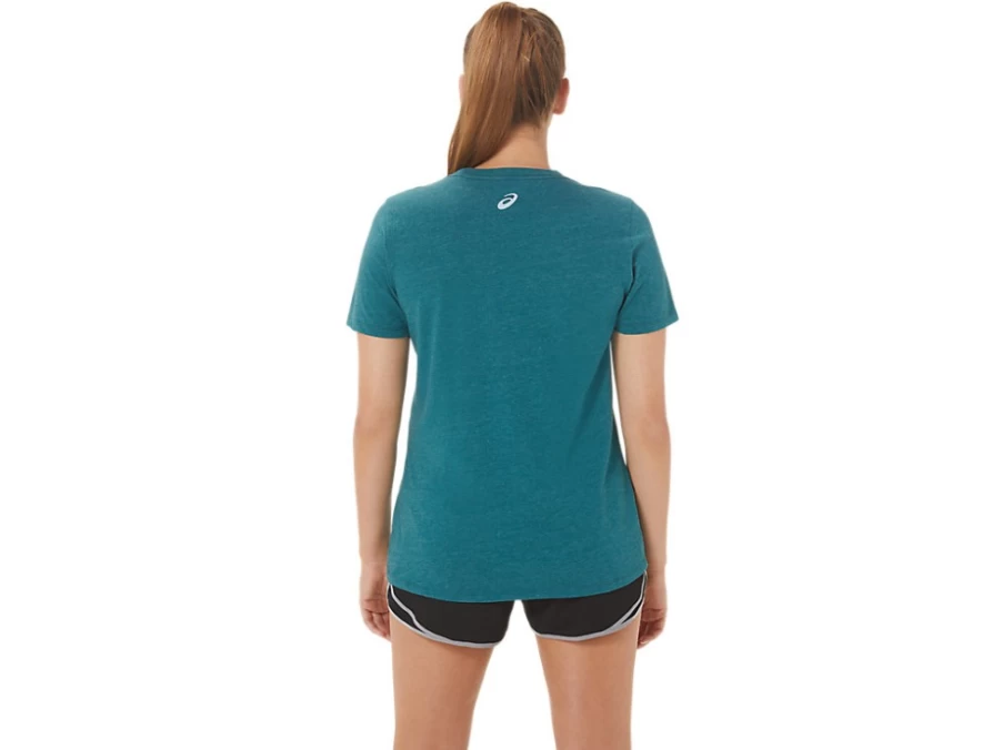 ASICS Women's Hibiscus Spiral A Crew Neck Sweatshirt in Velvet Pine Heather