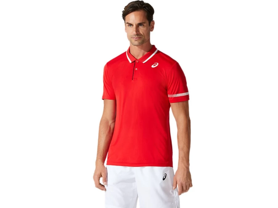 ASICS Men's Classic Red Polo Shirt - Performance Athletic Top