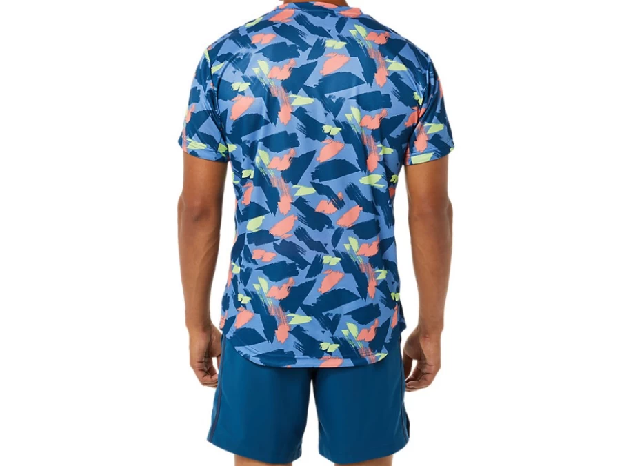 ASICS Men's Light Indigo Graphic Short Sleeve T-Shirt - Match Collection