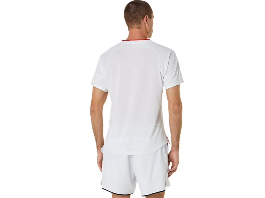 ASICS Men's Match Short Sleeve Top - Brilliant White Tennis Shirt for Men
