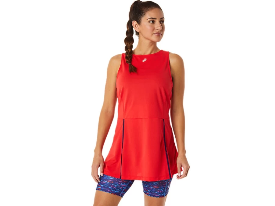 ASICS Women's Red Alert/Tennis Japan Brushed STRONG 92 Dress - Athletic Tennis Dress for Women