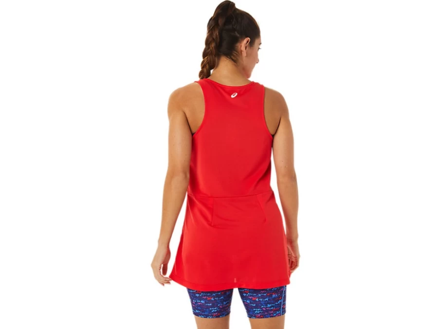 ASICS Women's Red Alert/Tennis Japan Brushed STRONG 92 Dress - Athletic Tennis Dress for Women