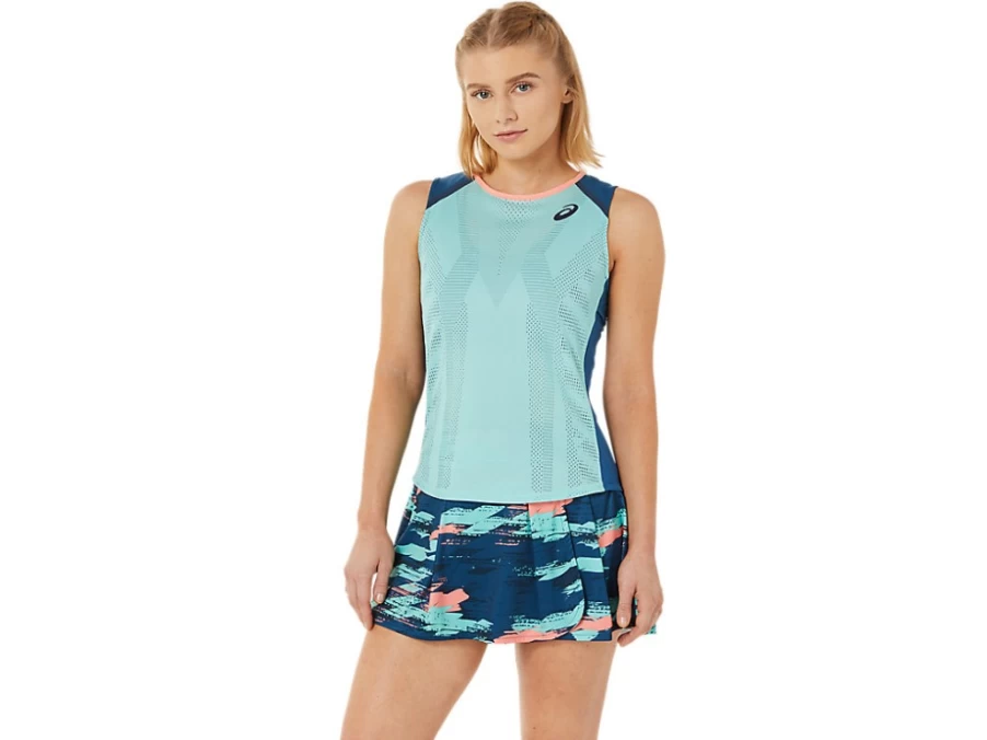 ASICS Women's Match Tank Top - Oasis Green & Light Indigo Athletic Shirt