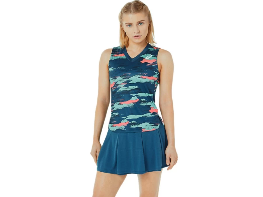 ASICS Women's Light Indigo Match Graphic Tank Top - Athletic Casual Wear