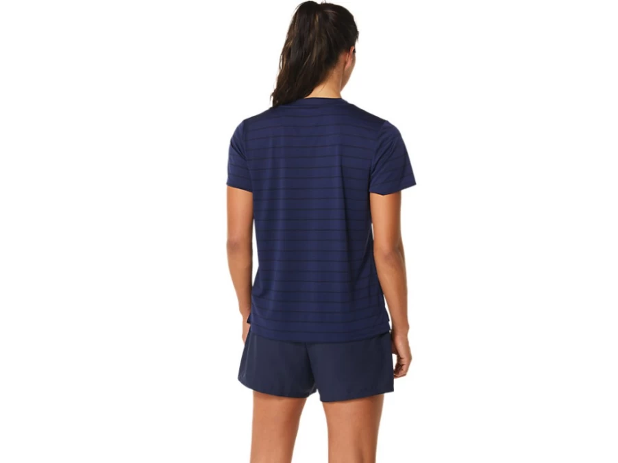 ASICS Women's Midnight Court Stripe Short Sleeve Tennis Top