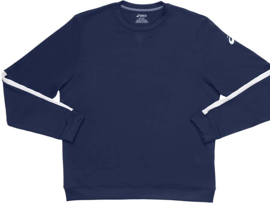ASICS Men's Team Navy/Team White French Terry Crew Neck Sweatshirt