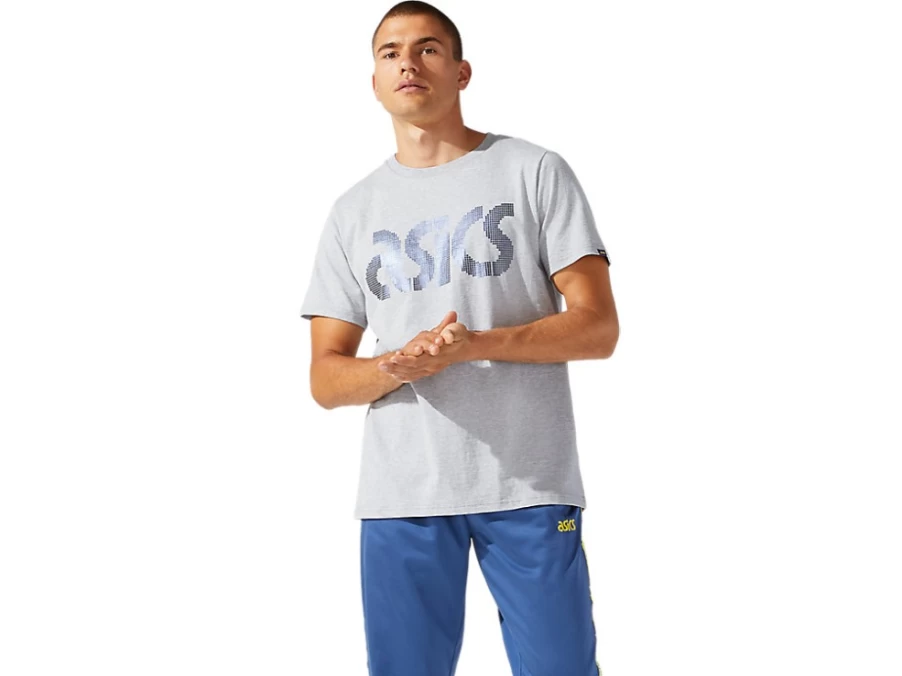 ASICS Men's Piedmont Grey Heather SS TEE - JSY FOIL BL Short Sleeve Shirt