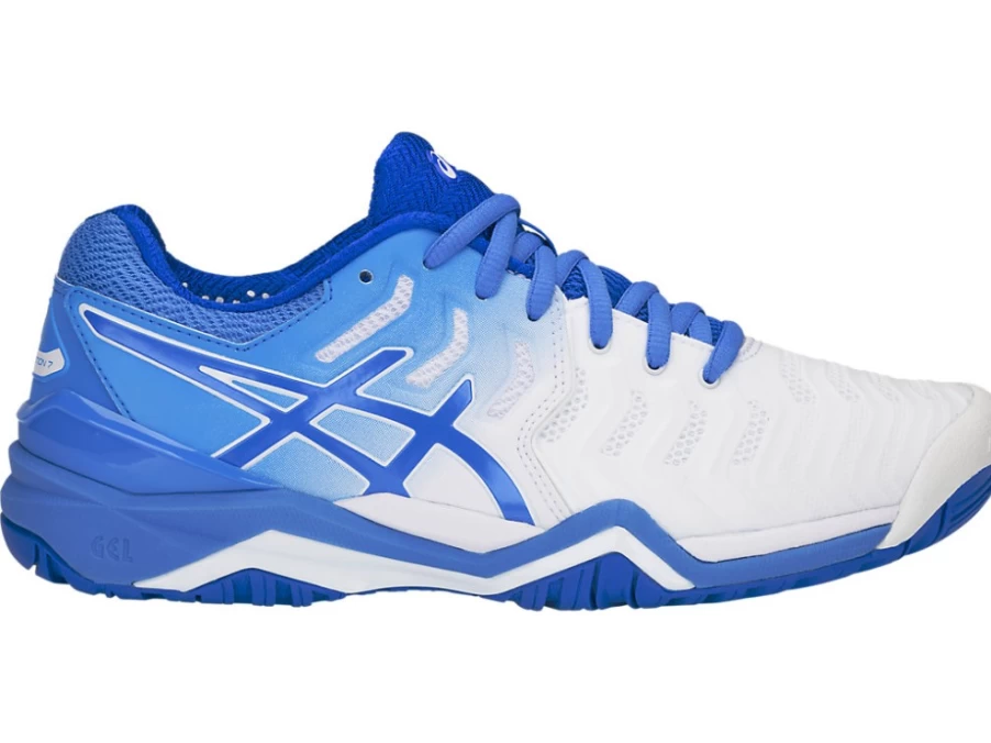 ASICS Women's GEL-RESOLUTION 7 Tennis Shoes - White/Blue Coast