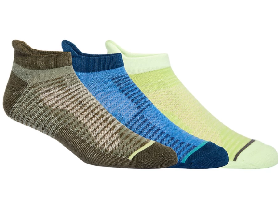 ASICS Women's Cushion Low Cut Socks 3-Pack - Hazard Green/Lake Drive Multi