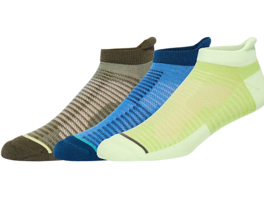 ASICS Women's Cushion Low Cut Socks 3-Pack - Hazard Green/Lake Drive Multi